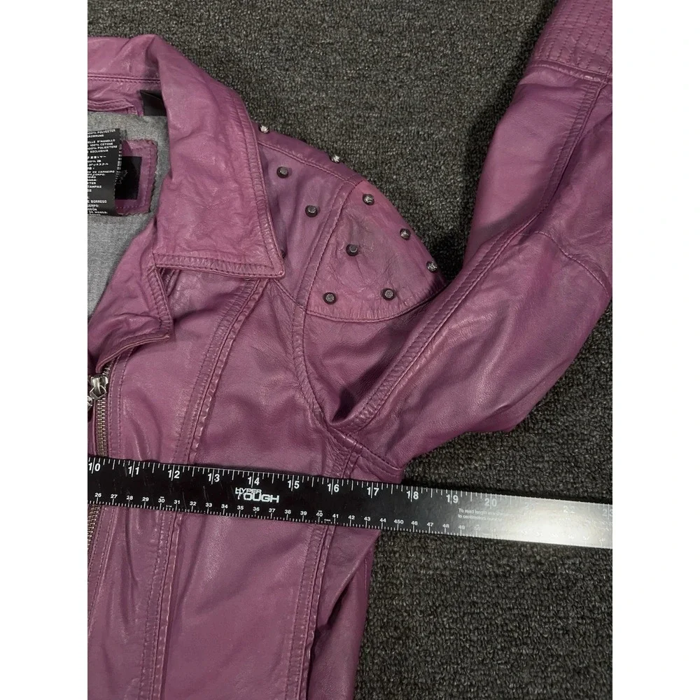 Harley Davidson Jacket Women's Medium Purple Lambskin Leather Moto Studded Biker